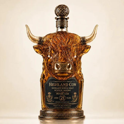 Highland Cow Private Cask 21 Years Cow Head Shaped Scotch Whisky Bottle